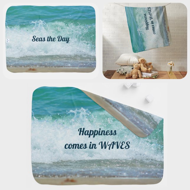 Happiness comes in WAVES Seas the Day Baby Blanket (Creator Uploaded)