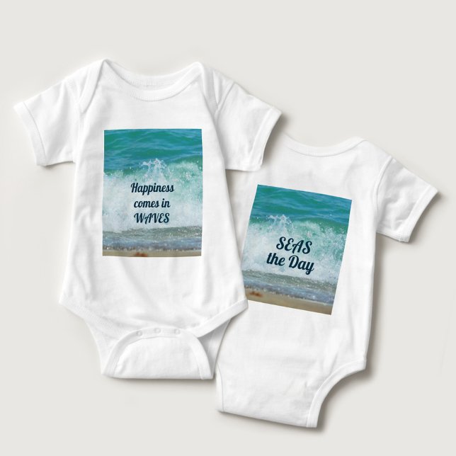Happiness Comes in Waves Seas the Day Baby Bodysuit (Creator Uploaded)