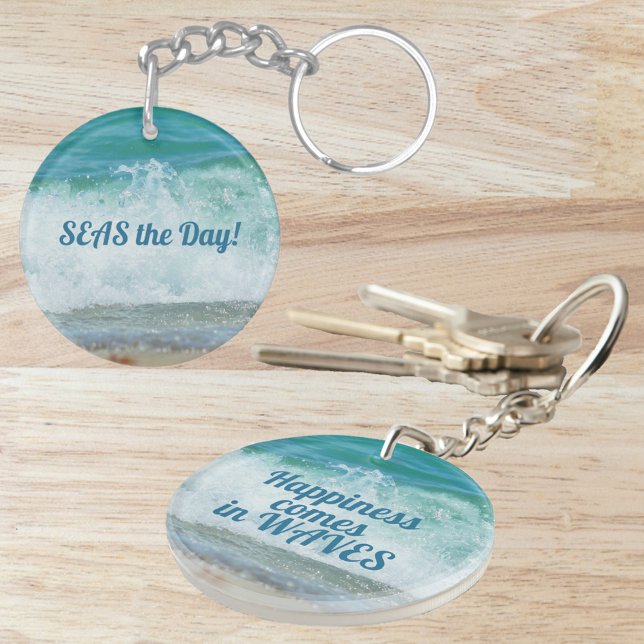 Happiness comes in Waves SEAS the Day Keychain (Creator Uploaded)