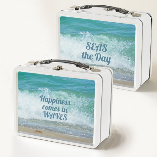 Happiness Comes in Waves SEAS the Day Metal Lunch Box