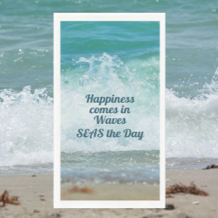 Happiness Comes in Waves Seas the Day Paper Guest Towels