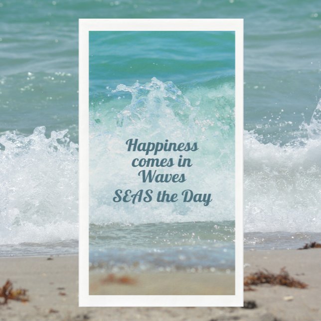 Happiness Comes in Waves Seas the Day Paper Guest Towels (Creator Uploaded)