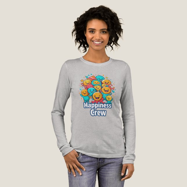 Happiness Crew – Cute & Joyful Long Sleeve Tee (Full Front)