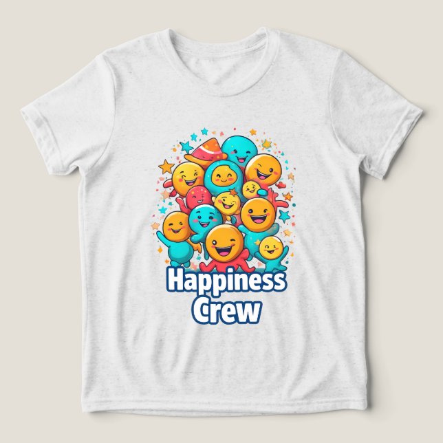 Happiness Crew – Cute Smiley Squad Youth T-Shirt Tri-Blend Shirt (Design Front)