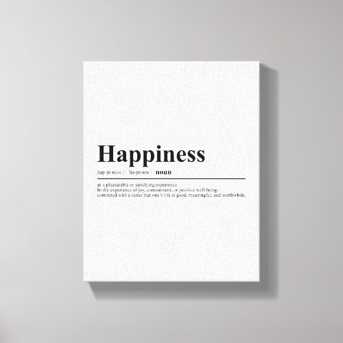 Happiness Definition Inspirational Quote Wall Art