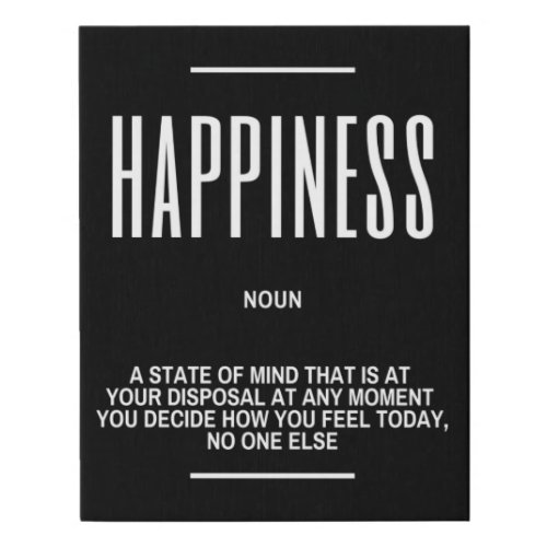 HAPPINESS Definition Quote Faux Canvas Print