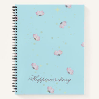 Happiness Diary Pastel Blue Pink Floral Gold Spark Notebook