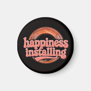 happiness.exe Installing - Vintage 70s Retro Coral Magnet