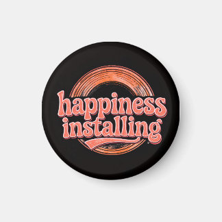 happiness.exe Installing - Vintage 70s Retro Coral Magnet