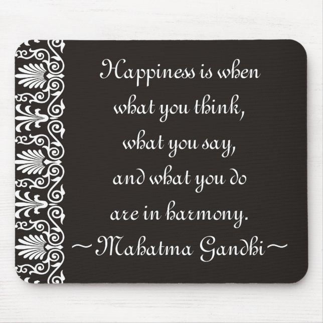 Happiness Gandhi Quotes Mousepad (Front)