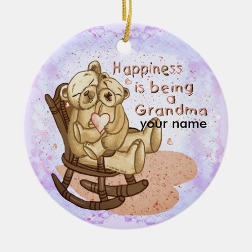 Happiness Grandma custom name ornament