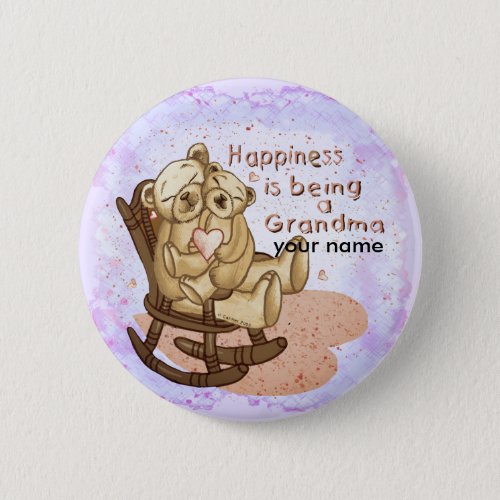 Happiness Grandma custom name pin button