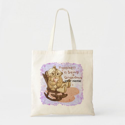 Happiness Grandma custom name tote bag