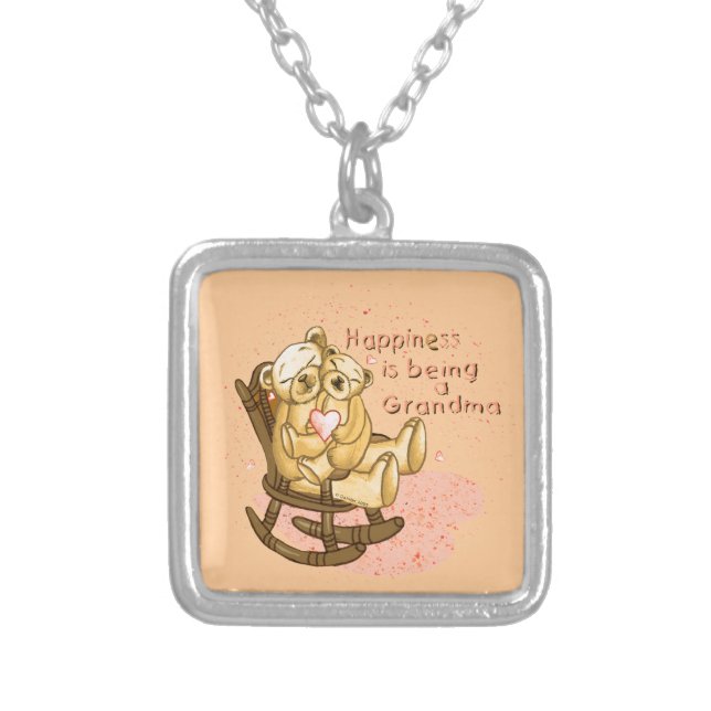 Happiness Grandma Silver Plated Necklace (Front)