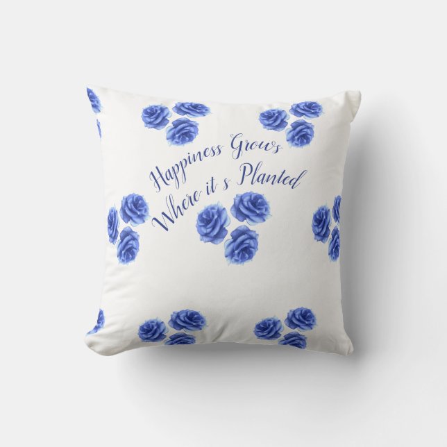 Happiness Grows Design Throw Pillow (Front)