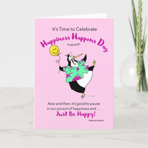 Happiness Happens Day August 8th with Smiley Face  Holiday Card