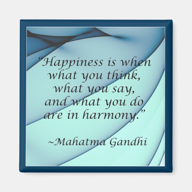 Happiness Harmony Gandhi Quote Magnet (Front)