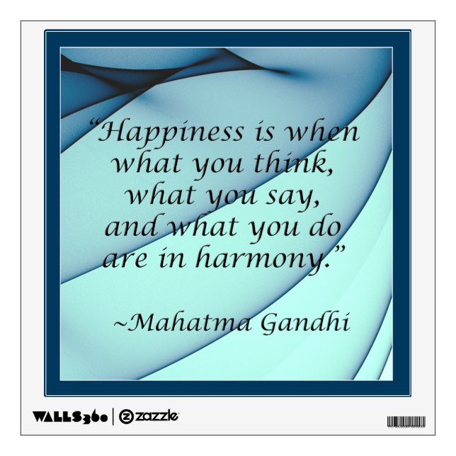 Happiness Harmony Gandhi Quote Wall Decal (Front)