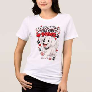 Happiness Has Four Paws Cute Dog Tshirt