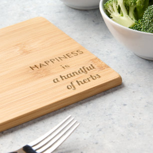 Happiness Herbs Simple Text Elegant Modern Engraved Cutting Board