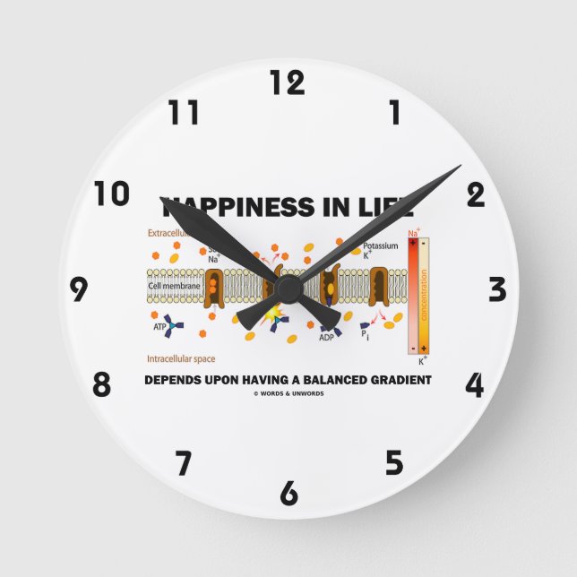 Happiness In Life Depends Upon Having Balanced Round Clock (Front)