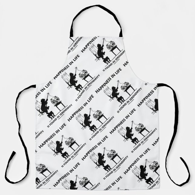 Happiness In Life Is Found In Serendipity Cat Fish Apron (Front)