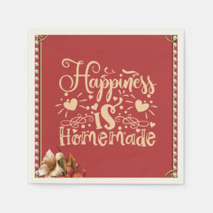 Happiness inspirational Quote Elegant Pearl Border Napkins