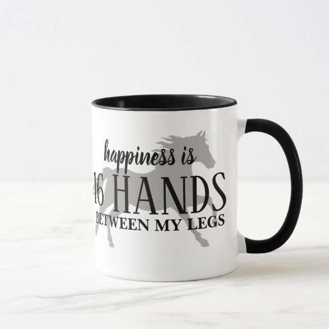 Happiness is 16 HANDS Between My Legs Accent Pillo Mug (Right)
