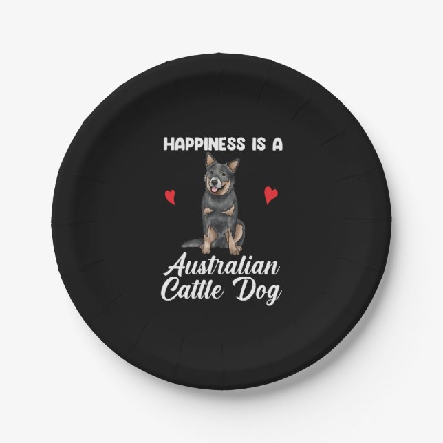 Happiness Is A Australian Cattle Dog Paper Plates (Front)