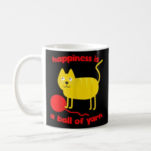 Happiness Is A Ball Of Yarn Adorable Zen Kitty Cat Coffee Mug