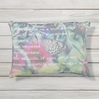 Happiness is a Butterfly - Inspiring Quote Outdoor Pillow