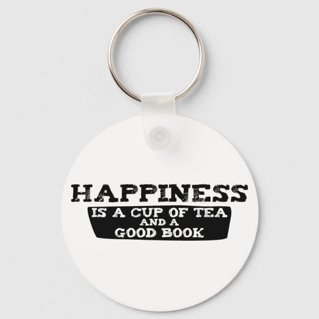 Happiness is a Cup of Tea and a Good Book Keychain (Front)