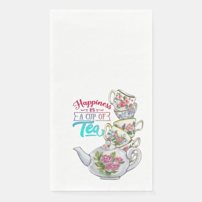 Happiness Is a Cup Of Tea Paper Guest Towels (Front)