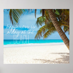 Happiness is a day at the beach inspiration quote poster