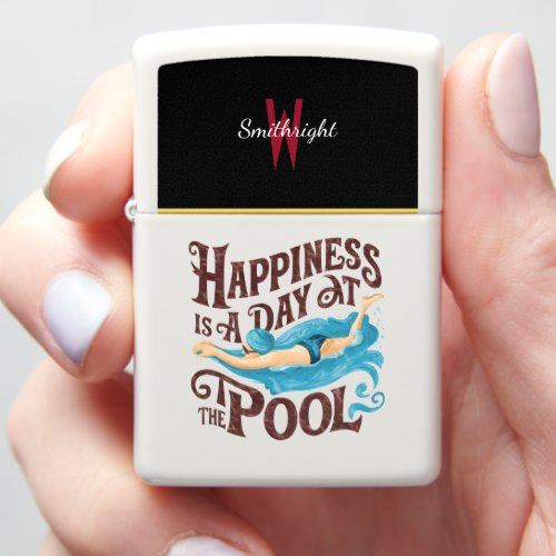 Happiness is a day at the pool Blissful Swimmer Zippo Lighter