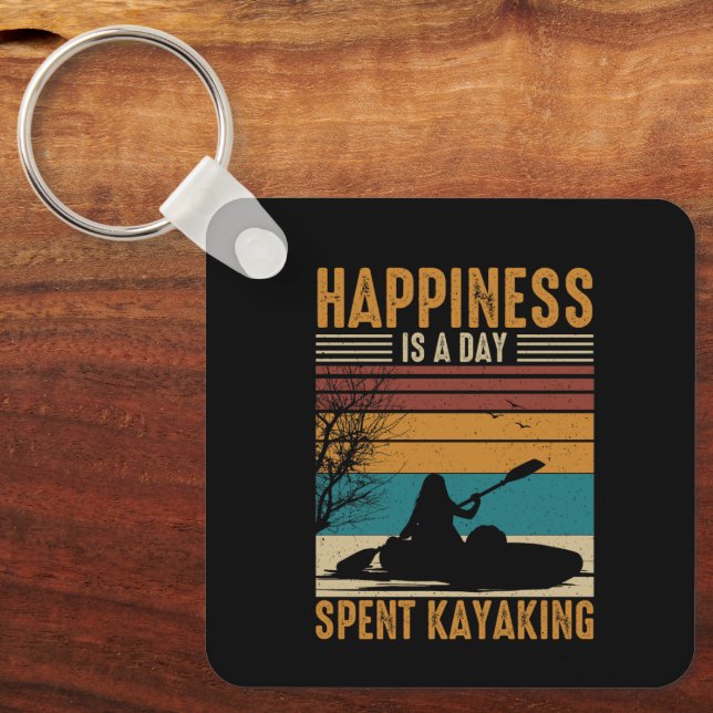 Happiness is a Day Spent Kayaking Keychain (Front)