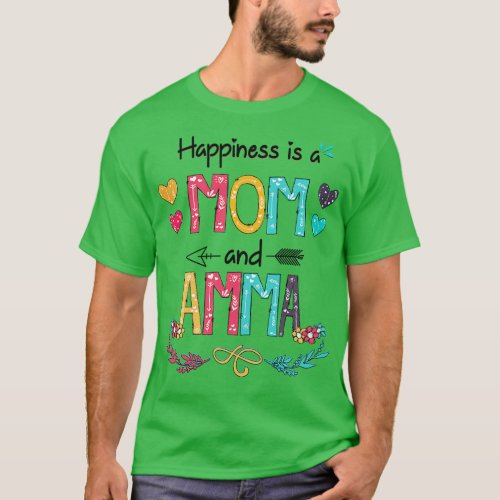 Happiness Is A Mom And Amma Wildflower Happy Mothe T_Shirt
