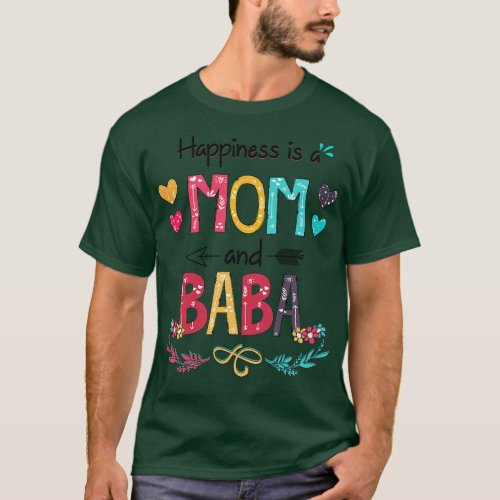 Happiness Is A Mom And Baba Wildflower Happy Mothe T_Shirt