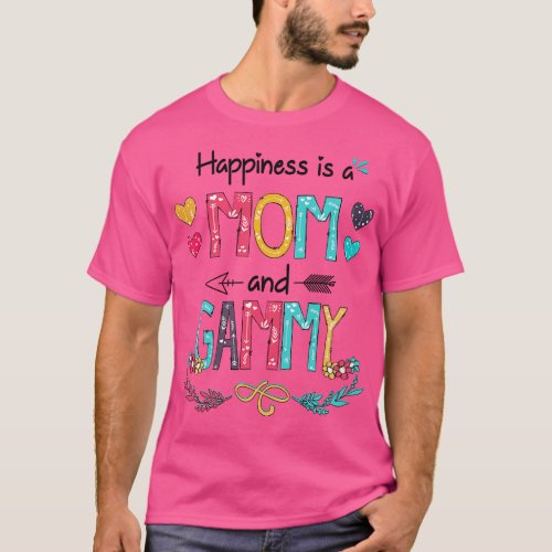 Happiness Is A Mom And Gammy Wildflower Happy Moth T_Shirt