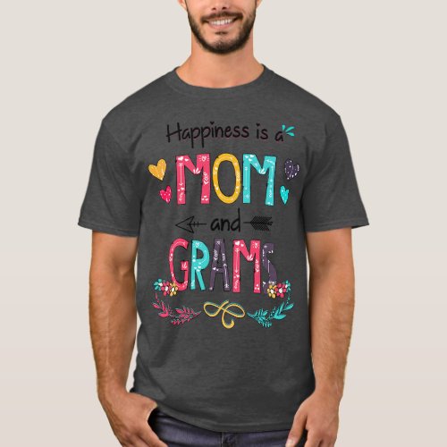 Happiness Is A Mom And Grams Wildflower Happy Moth T_Shirt