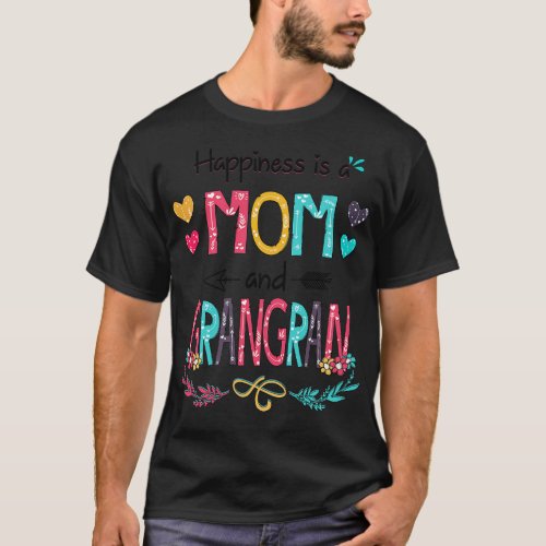 Happiness Is A Mom And Grangran Wildflower Happy M T_Shirt