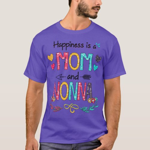 Happiness Is A Mom And Nonna Wildflower Happy Moth T_Shirt