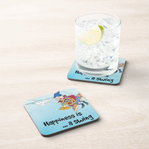 Happiness is a swing beverage coaster