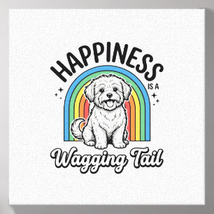 Happiness Is a Wagging Tail Dog Lover Design_1 Canvas Photo Tile