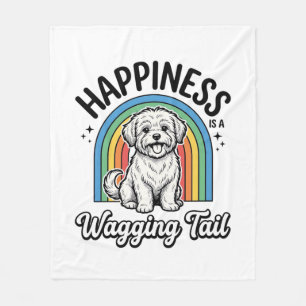 Happiness Is a Wagging Tail Dog Lover Design_1 Fleece Blanket