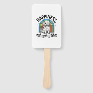 Happiness Is a Wagging Tail Dog Lover Design_1 Hand Fan
