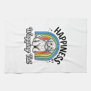 Happiness Is a Wagging Tail Dog Lover Design_1 Kitchen Towel