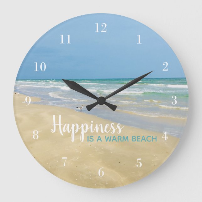 Happiness is a Warm Beach Large Clock (Front)