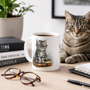 Happiness Is a Warm Cat and a Good Book Cute Cat Coffee Mug
