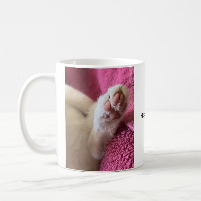 Happiness is a warm cat. Cat Coffee Mug (Left)